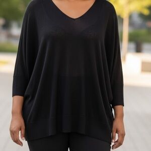 NEW Refinity City Chic Classic Wool Blend Jumper V Black SZ M/18